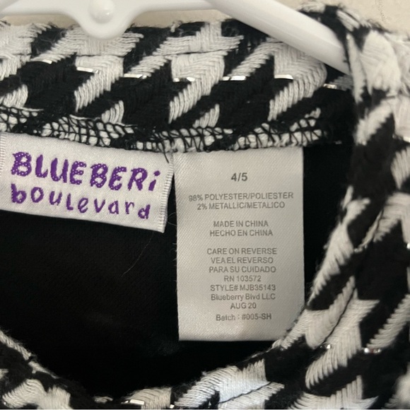 Girls Blueberi Boulevard Houndstooth Print Long Dress Coat Jacket Size 4/5 - Picture 6 of 10
